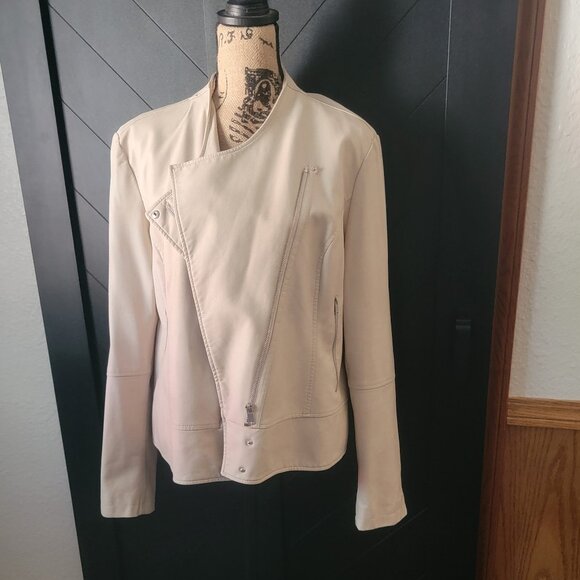 Mo-Ka Cream Vegan Leather Moto jacket in excellent - Picture 3 of 5